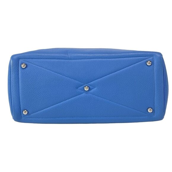 Auth HERMES Victoria 35 Blue Paradise Taurillon Clemence R Handbag - Picture 7 of 16